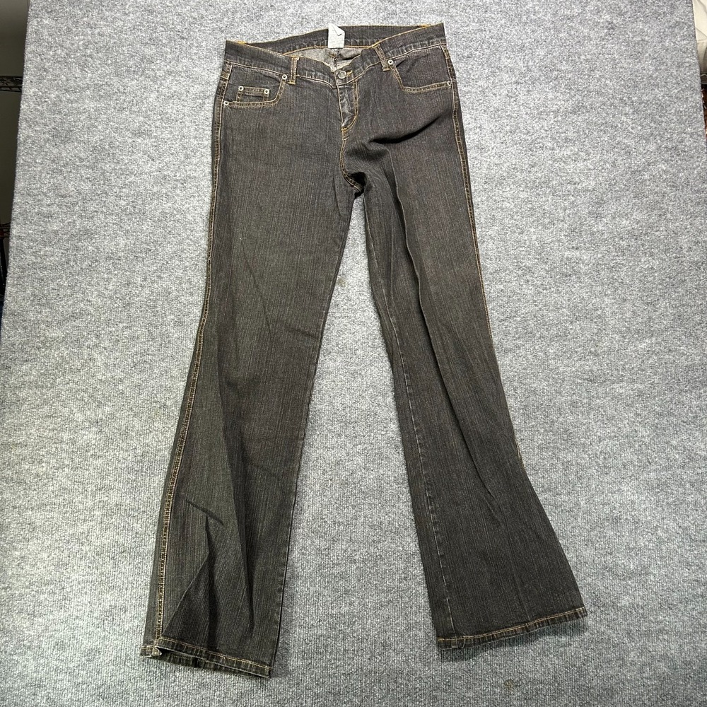 Ellemenno Flare Jeans Womens 9 Faded Black Denim Classic Stretch Zip Fly - 31X33